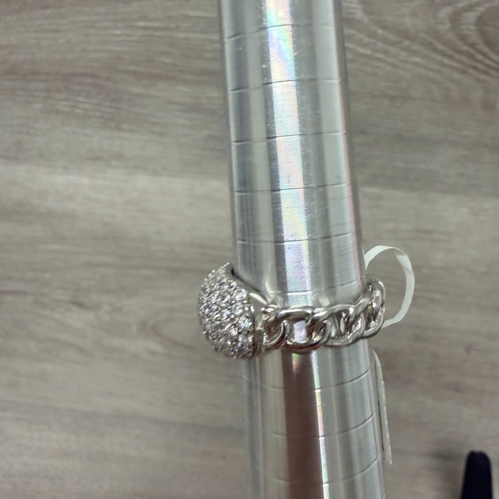 Elegant Sterling Silver Crystal Ring .925 - Picture 4 of 5